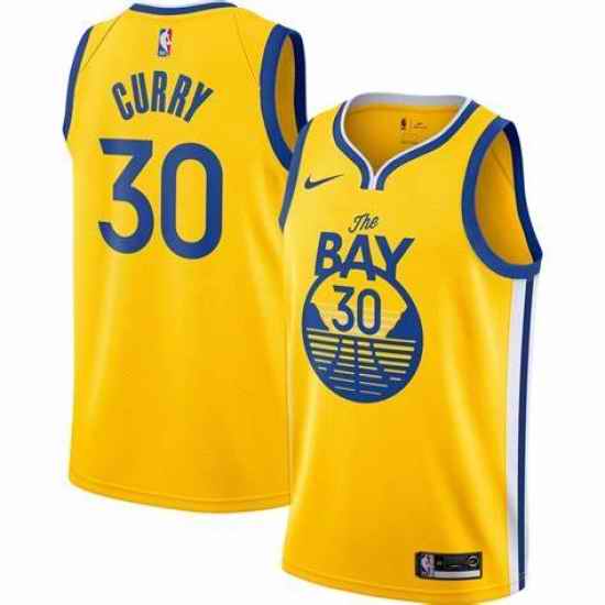 Toddler Golden State Warriors 30 Stephen Curry Yellow NBA Finals Stitched Jersey